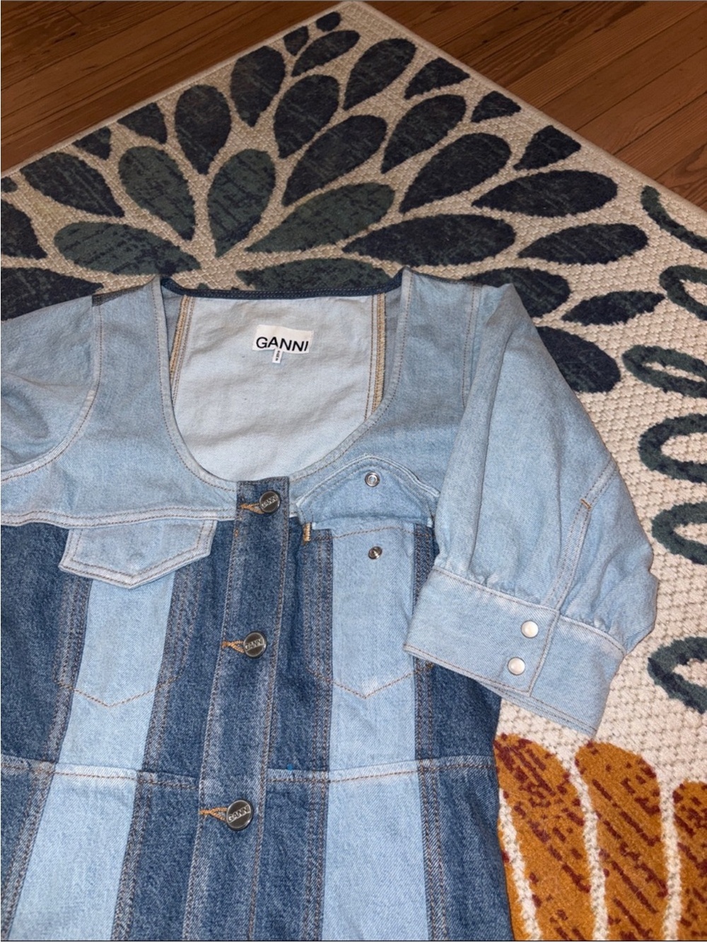 Ganni Two-Tone Denim Dress size 34 - Picture 13 of 14
